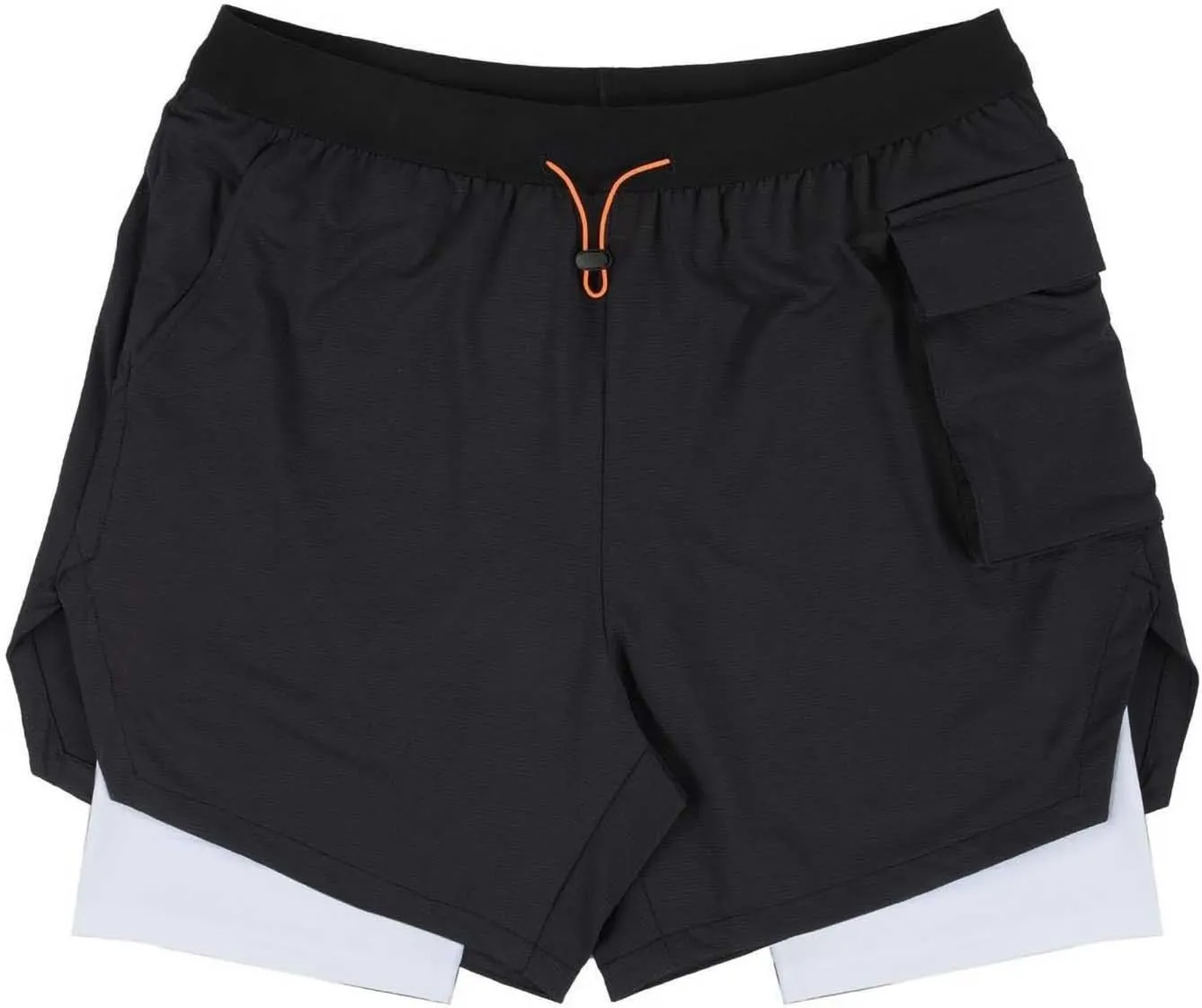 Running Shorts for Men Liner Lace up Elastic Waist Short Quick Dry Breathable Athletic Pants with Zipper Pockets