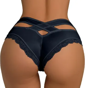 Sexy Thongs Underwear for Women Lace Low Rise Hipsters Soft Panties Funny Ice Silk Butt Lifting Tangas Briefs Stretch