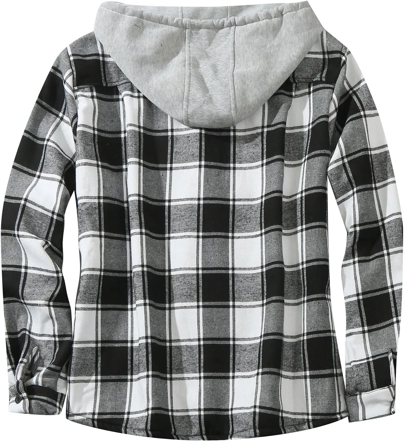 Sherpa Lined Hooded Flannel Jackets for Men Plaid Button Down Sweatshirts Drawstring Hoodie Jackets Winter Warm Coat