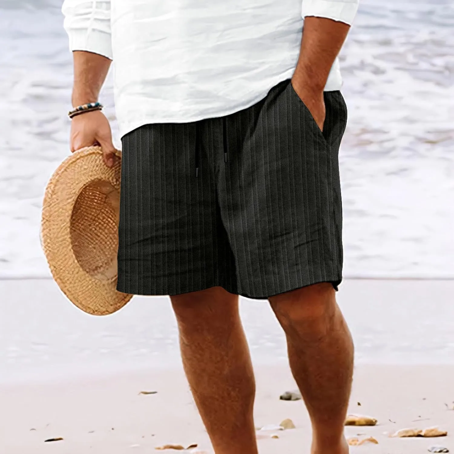 Shorts for Men Casual Summer Fashion Slim Five Minute Pants Beach Shorts Men's Cotton Blend Shorts Co Shorts Elastic