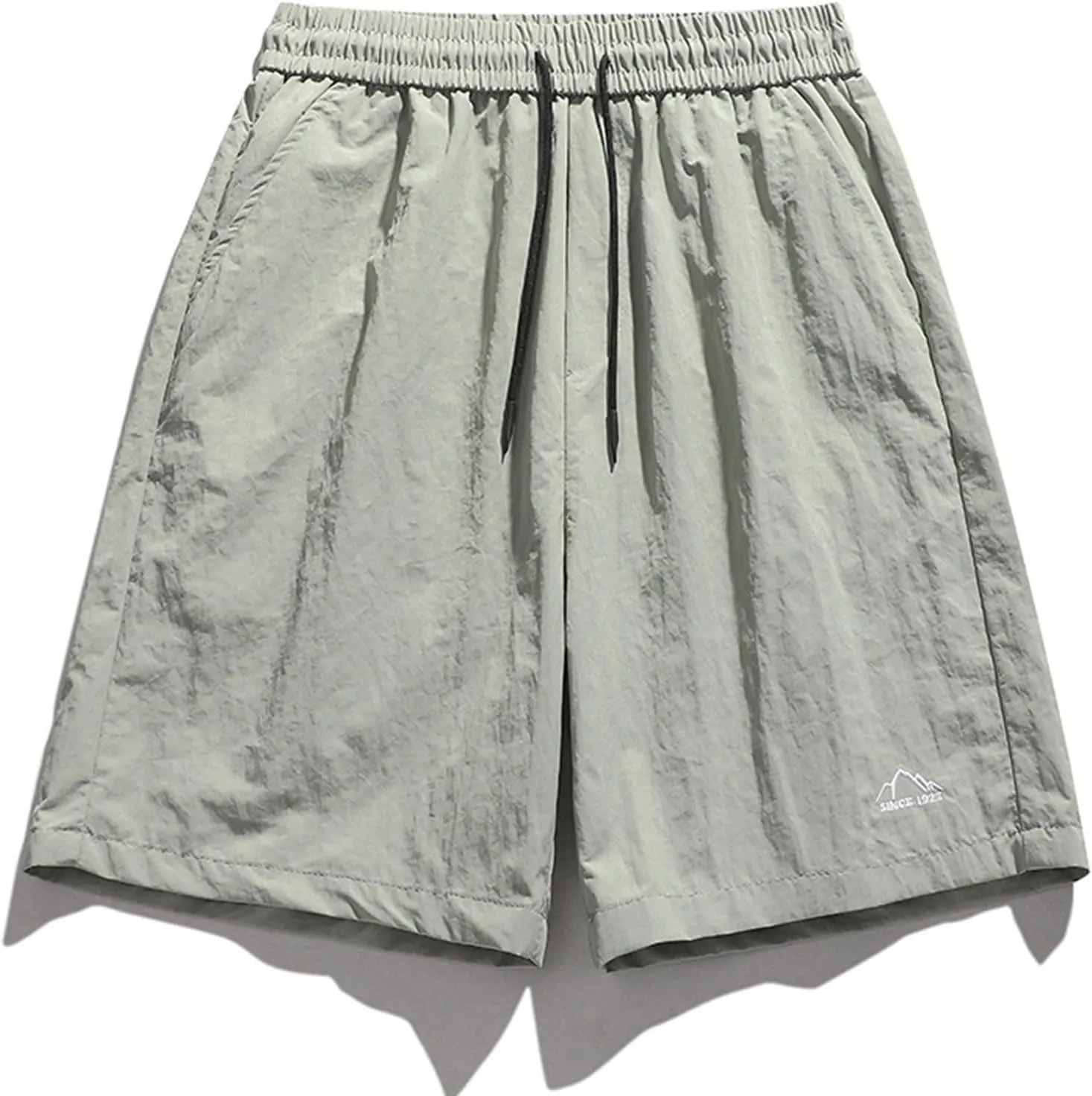 Shorts for Men Summer Embroidered Loose Fit Drawstring Ice Silk 5 Inch Casual Shorts