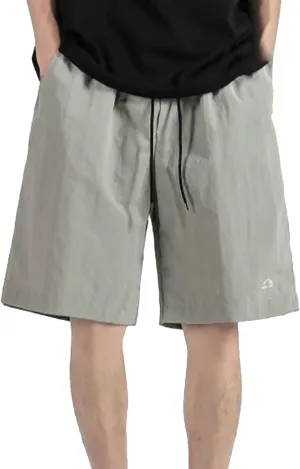 Shorts for Men Summer Embroidered Loose Fit Drawstring Ice Silk 5 Inch Casual Shorts