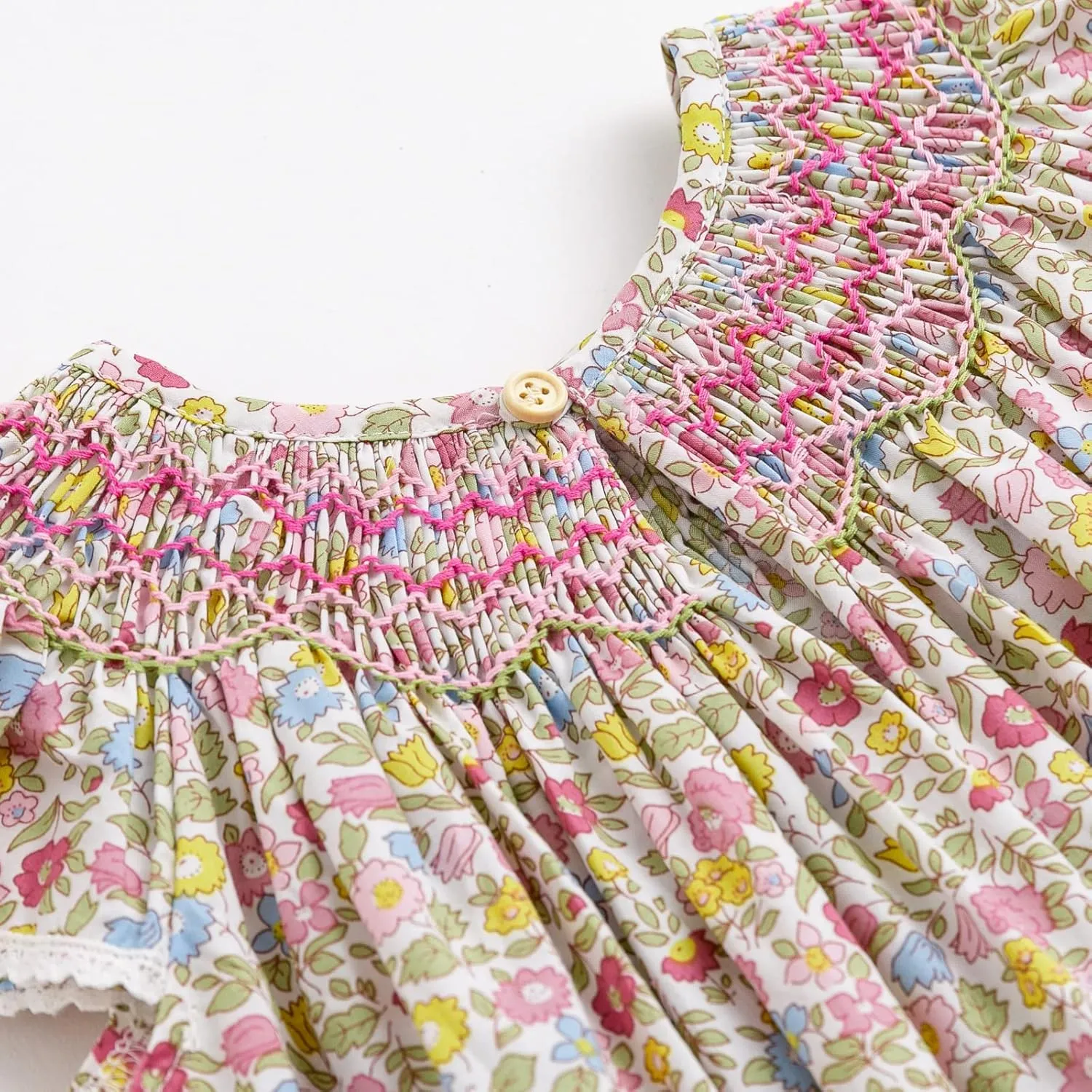 Simplee kids Baby Girl Smocked Dress Summer Casual Short Sleeve Dresses Floral Print Sundress Princess Dress for Toddlers
