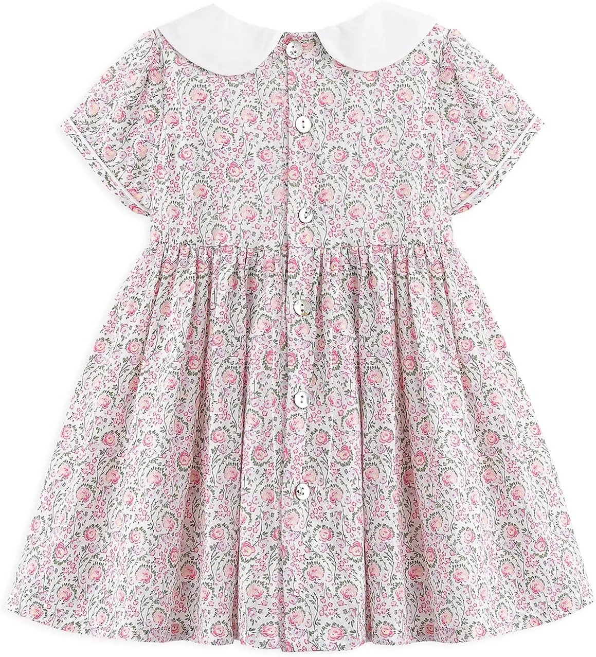 Simplee kids Baby Girl Smocked Dress Summer Casual Short Sleeve Dresses Floral Print Sundress Princess Dress for Toddlers
