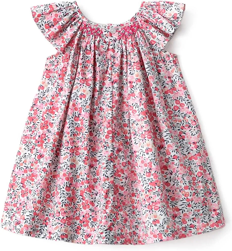 Simplee kids Baby Girl Smocked Dress Summer Casual Short Sleeve Dresses Floral Print Sundress Princess Dress for Toddlers