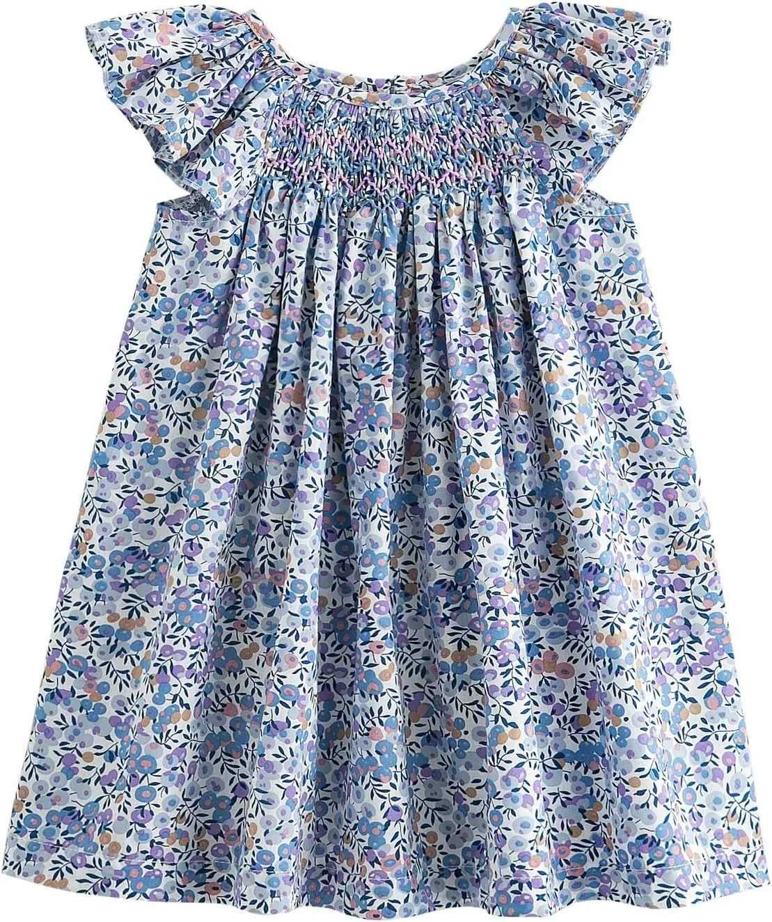 Simplee kids Baby Girl Smocked Dress Summer Casual Short Sleeve Dresses Floral Print Sundress Princess Dress for Toddlers