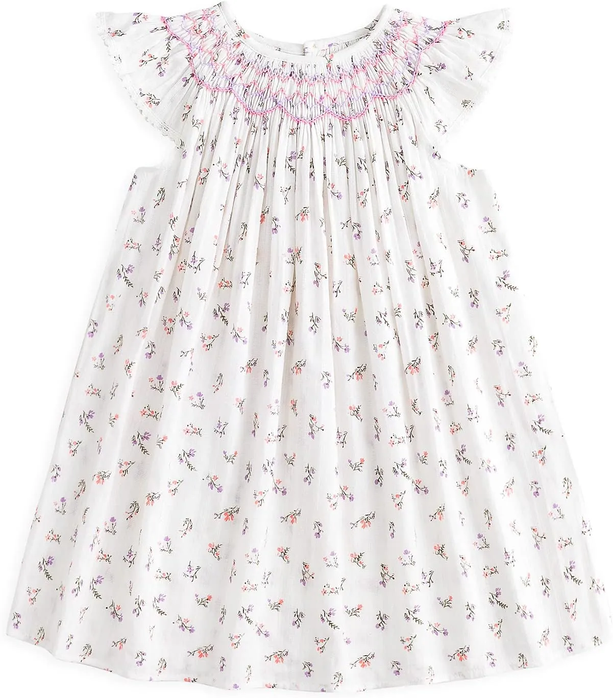 Simplee kids Baby Girl Smocked Dress Summer Casual Short Sleeve Dresses Floral Print Sundress Princess Dress for Toddlers