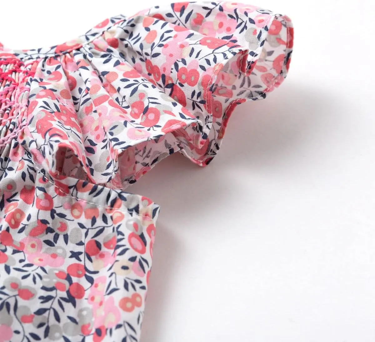 Simplee kids Baby Girl Smocked Dress Summer Casual Short Sleeve Dresses Floral Print Sundress Princess Dress for Toddlers