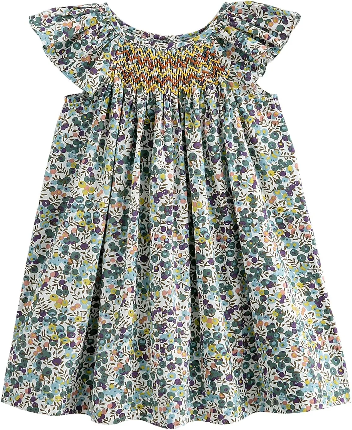 Simplee kids Baby Girl Smocked Dress Summer Casual Short Sleeve Dresses Floral Print Sundress Princess Dress for Toddlers