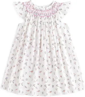 Simplee kids Baby Girl Smocked Dress Summer Casual Short Sleeve Dresses Floral Print Sundress Princess Dress for Toddlers