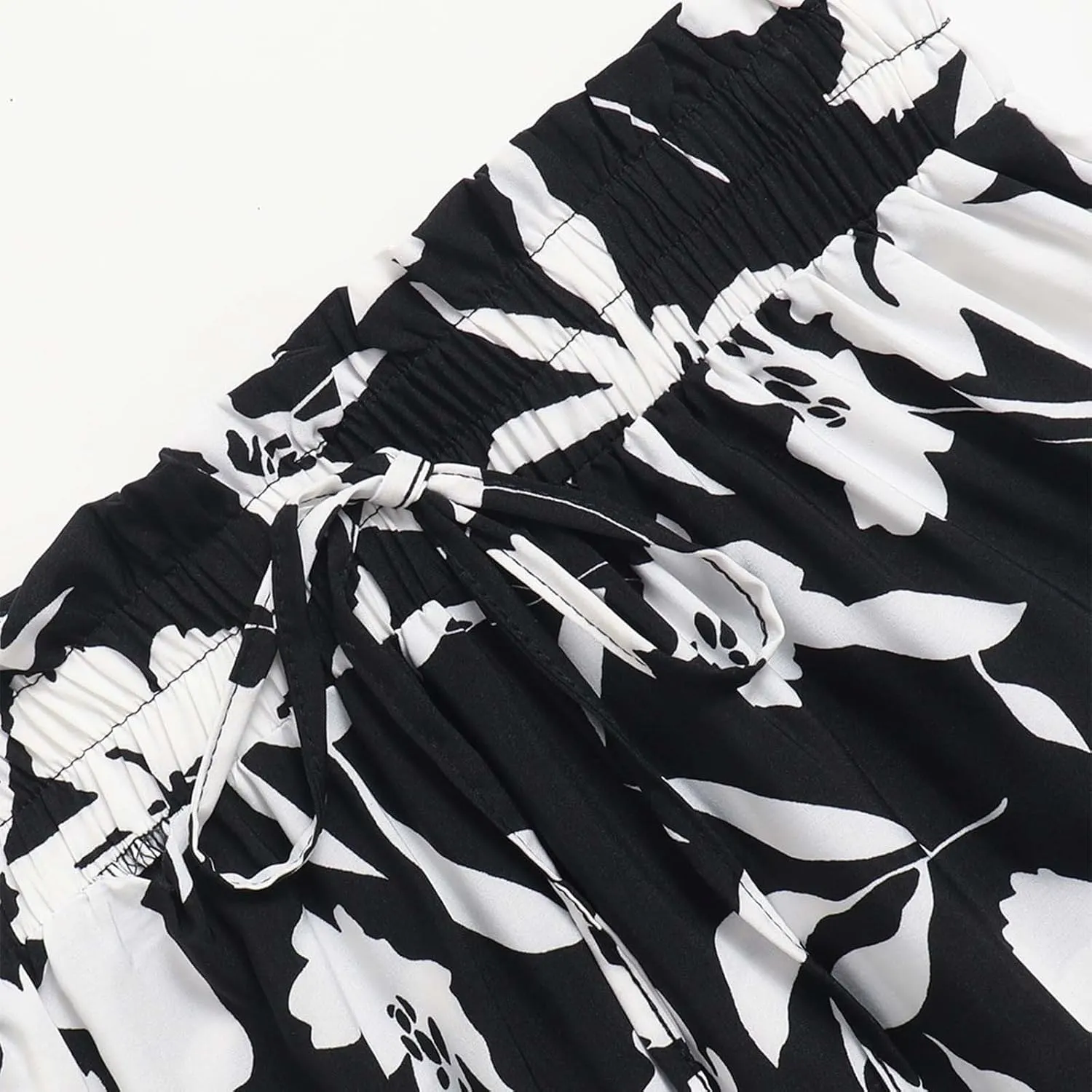 Skirts for Women Trendy Bohemian Floral Print Pleated High Elastic Waist A-Line Knee Length Boha Skirts Streetwear