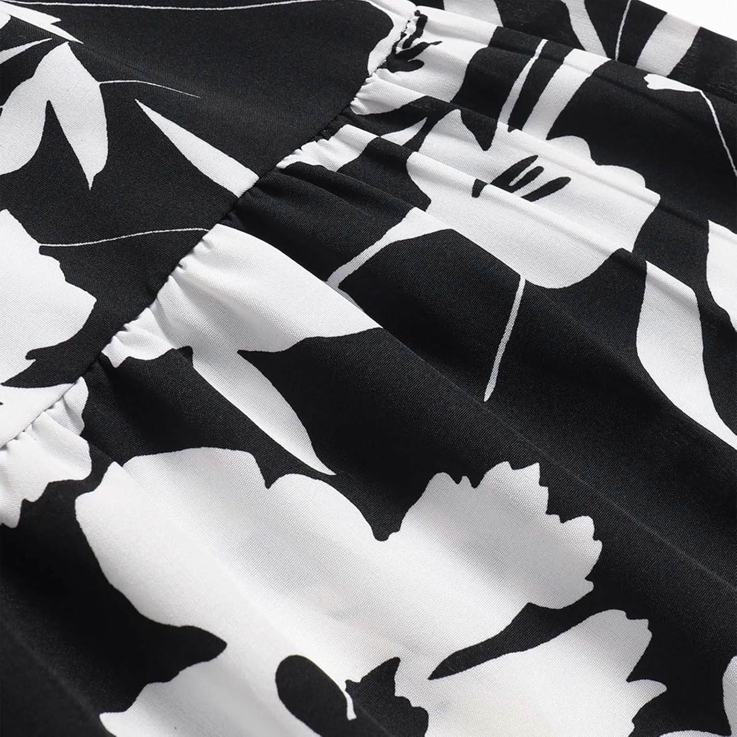 Skirts for Women Trendy Bohemian Floral Print Pleated High Elastic Waist A-Line Knee Length Boha Skirts Streetwear