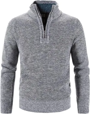 Slim Fit Polos Sweaters for Men Three Quarter Zipper Long Sleeve Sweater Turtleneck Pullover Jumper Tops Knitted Top