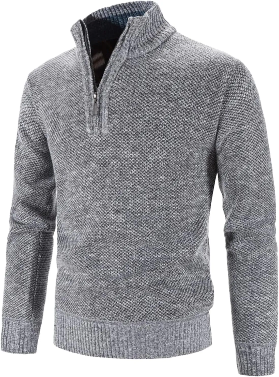 Slim Fit Polos Sweaters for Men Three Quarter Zipper Long Sleeve Sweater Turtleneck Pullover Jumper Tops Knitted Top