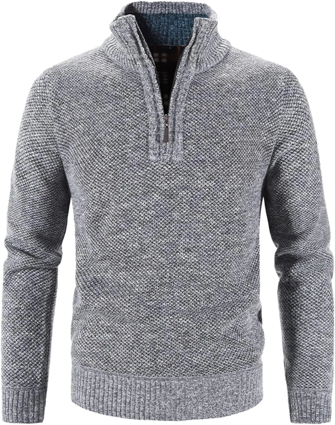Slim Fit Polos Sweaters for Men Three Quarter Zipper Long Sleeve Sweater Turtleneck Pullover Jumper Tops Knitted Top