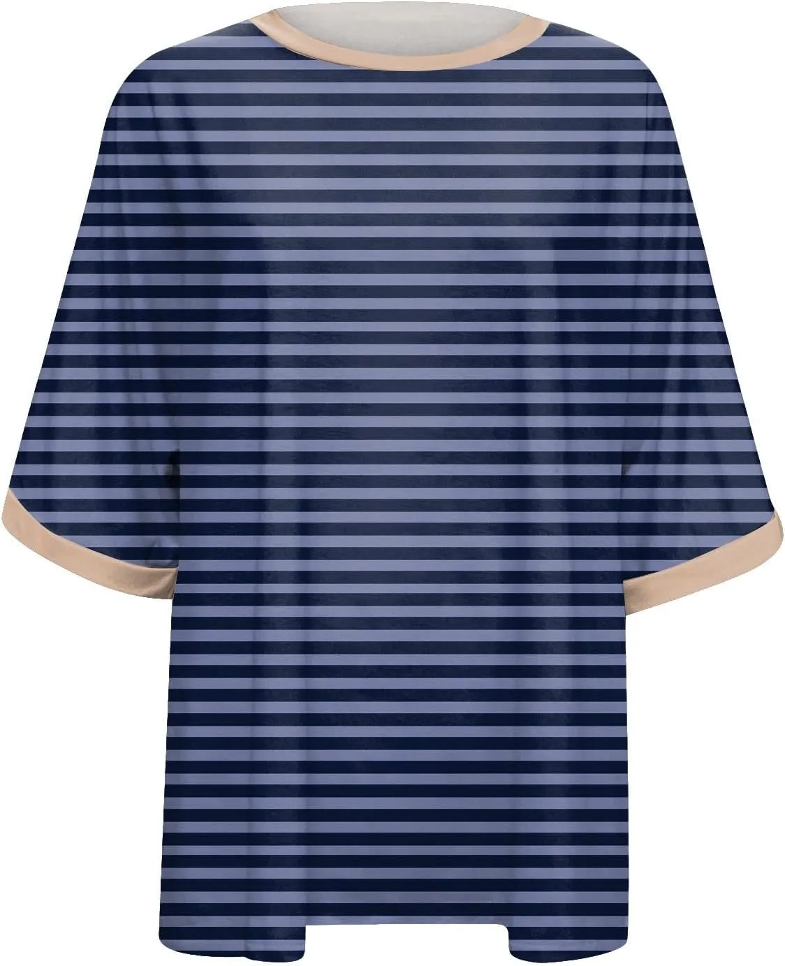 slqdgmryz Half Sleeve Tops for Women Crew Neck Oversized Striped Shirt Casual Cute Elbow Length Tee Shirts Dressy Blouses