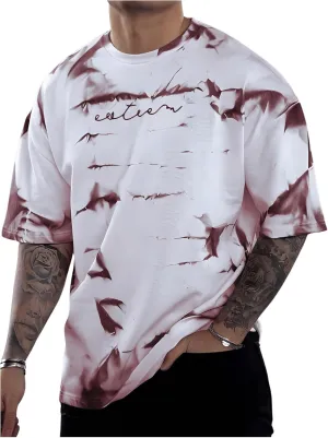 SOLY HUX Men's Graphic Tie Dye T Shirt Letter Print Crew Neck Short Sleeve Casual Summer Tee Tops