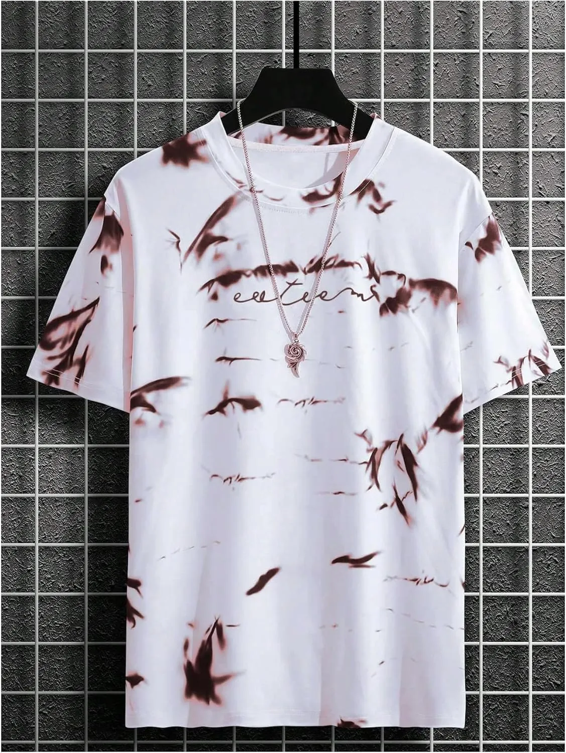 SOLY HUX Men's Graphic Tie Dye T Shirt Letter Print Crew Neck Short Sleeve Casual Summer Tee Tops
