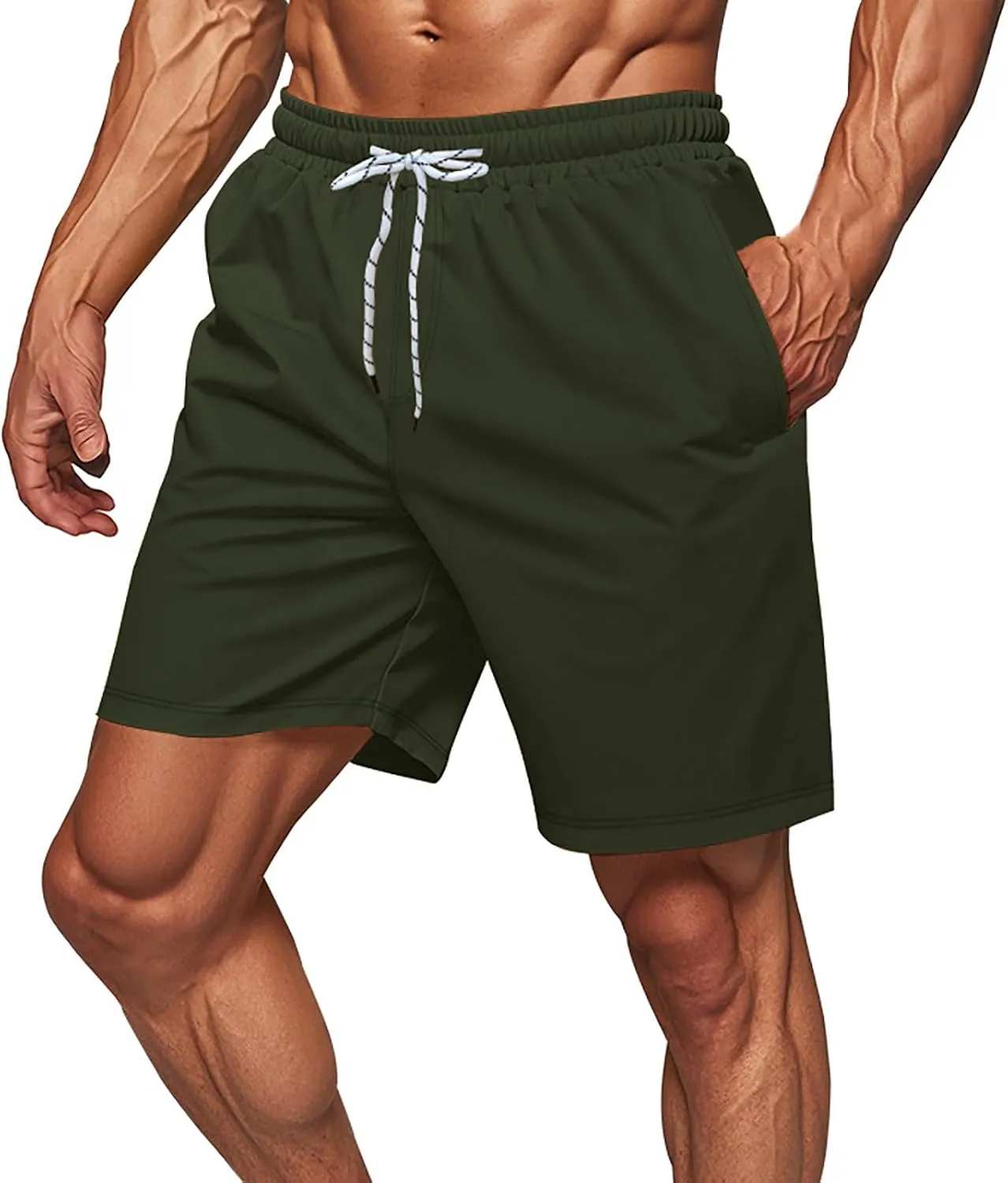 Sport Shorts for Mens Quick Dry Lightweight Loose Workout Running Athletic Pants Drawstring Casual Shorts with Pocket