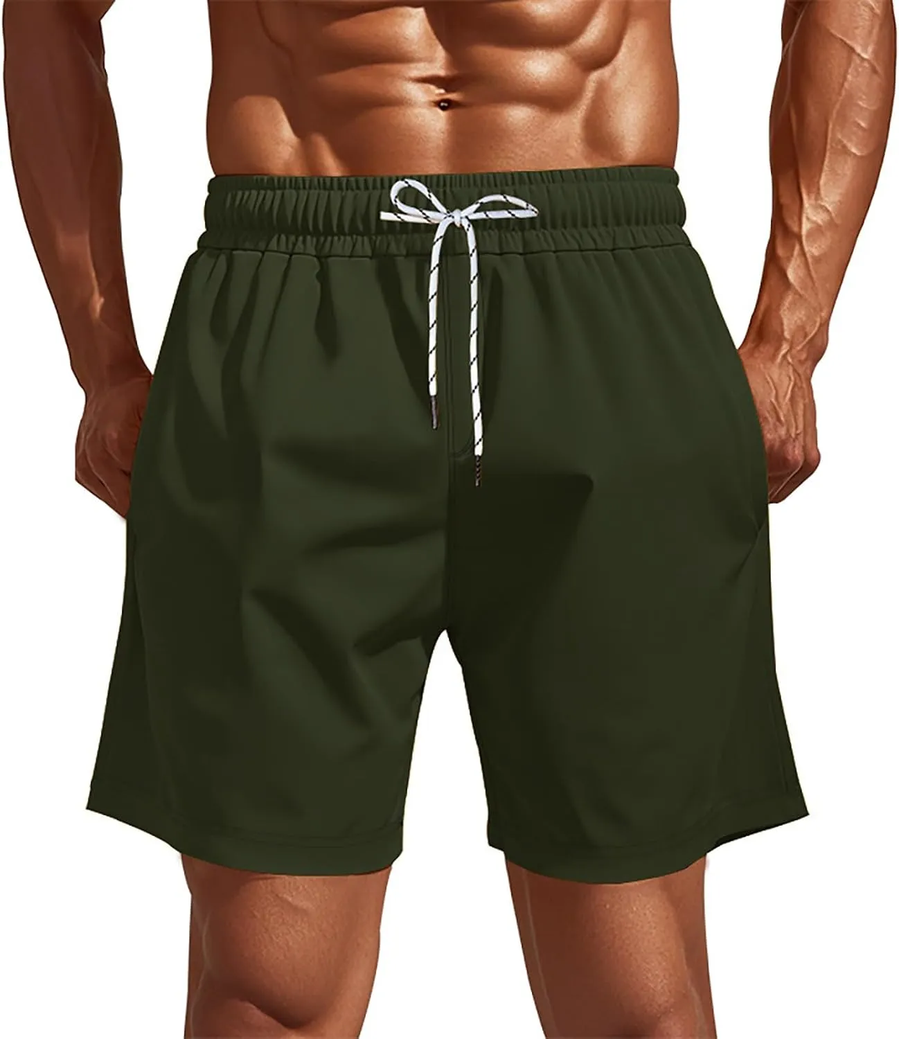 Sport Shorts for Mens Quick Dry Lightweight Loose Workout Running Athletic Pants Drawstring Casual Shorts with Pocket
