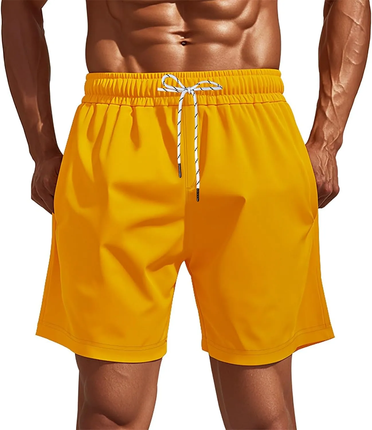 Sport Shorts for Mens Quick Dry Lightweight Loose Workout Running Athletic Pants Drawstring Casual Shorts with Pocket