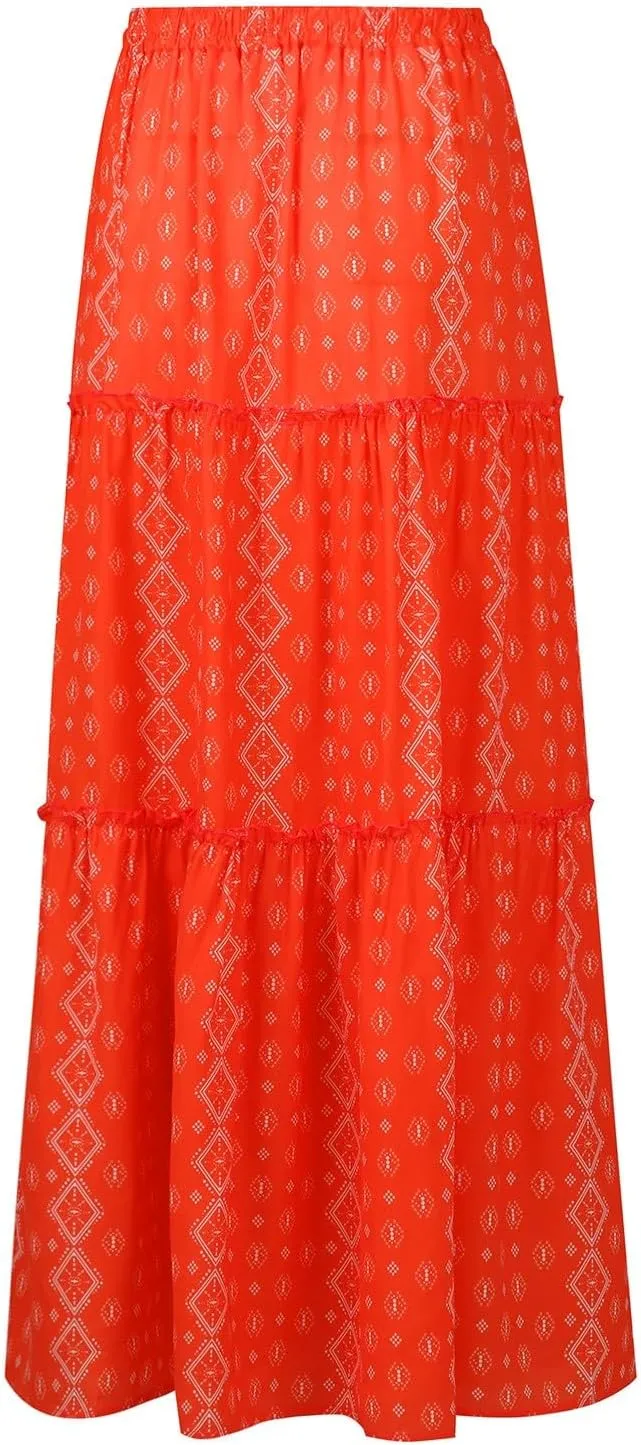 Summer Maxi Dresses for Women 2025 Drawstring High Waisted A Line Skirt Loose Tiered Smocked Skirts Long with Pockets