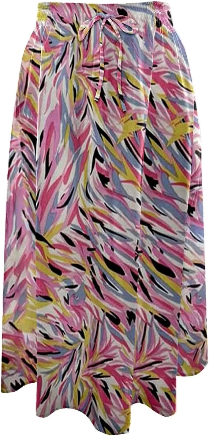 Summer Skirts with Pockets High Elastic Waist Bohemian A-Line Trendy Pleated Boha Floral Print Midi Skirts Streetwear