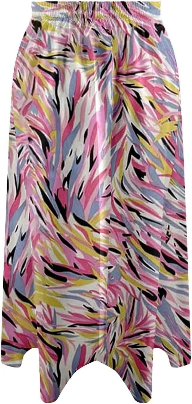 Summer Skirts with Pockets High Elastic Waist Bohemian A-Line Trendy Pleated Boha Floral Print Midi Skirts Streetwear