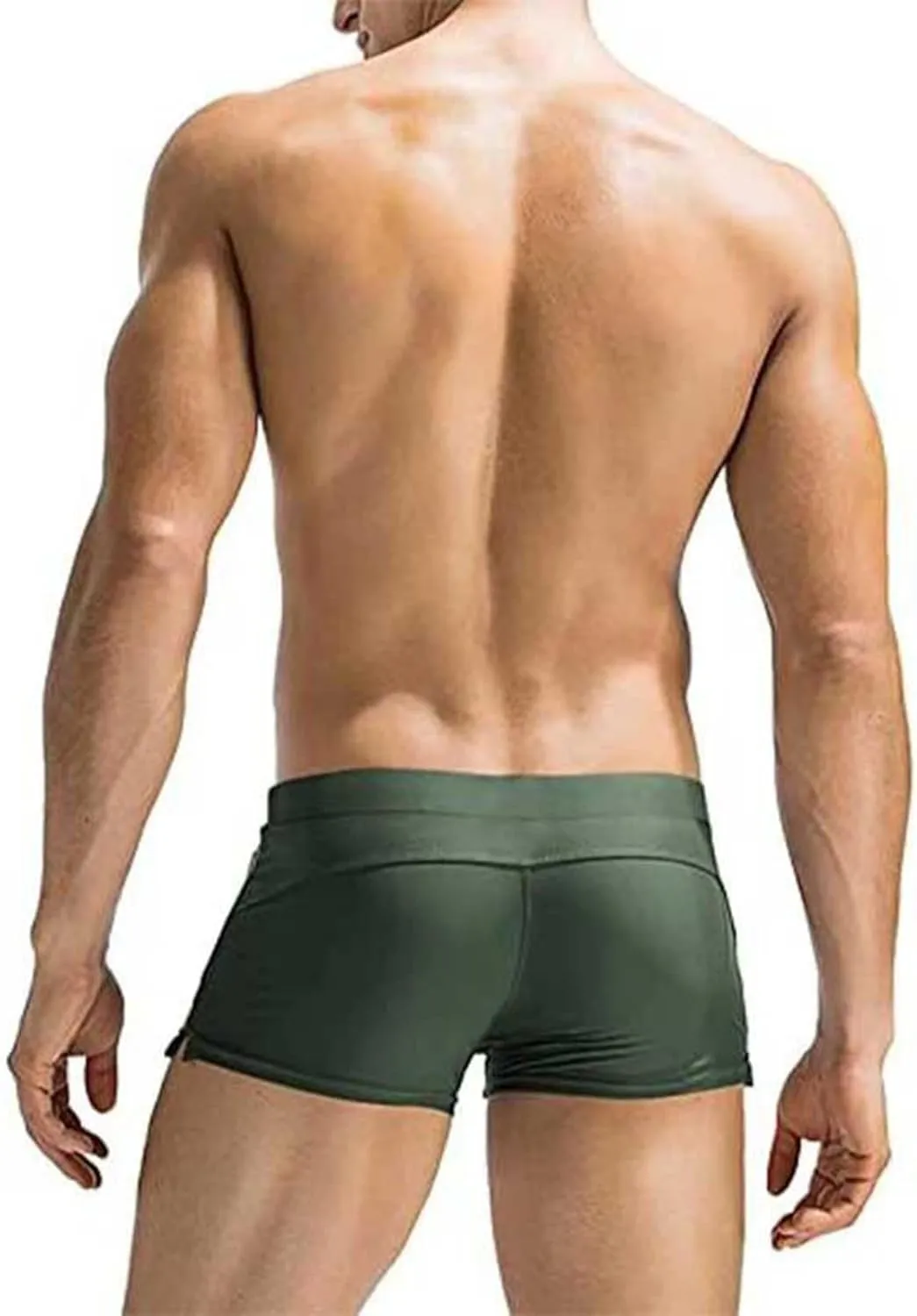 Swim Trunks Men Solid Swim Trunks for Men Drawstring with Zipper Pocket Beach Shorts Summer Bathing Hawaiian Swimsuits