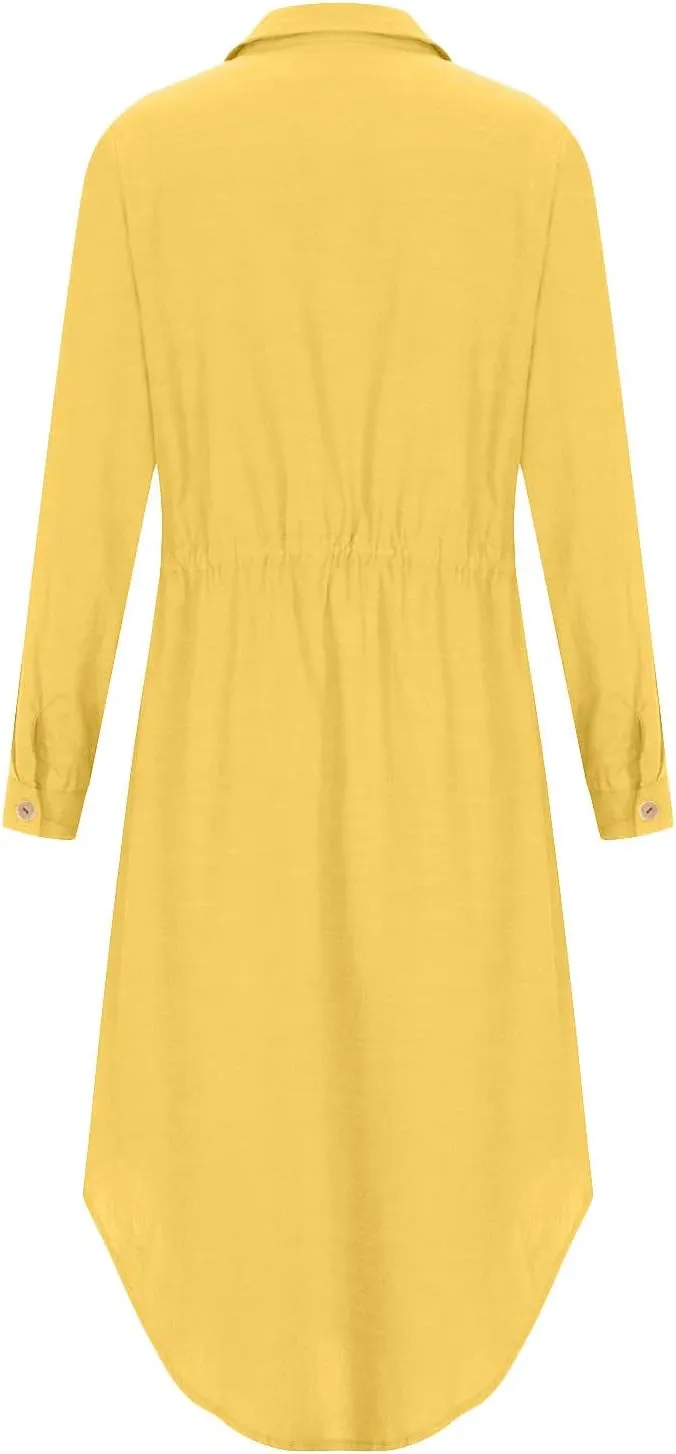 TARIENDY Maxi Dress for Women,Women's Button Down Vacation Outfits Long Sleeve Dresses Plus Size Summer Shirt Sundresses