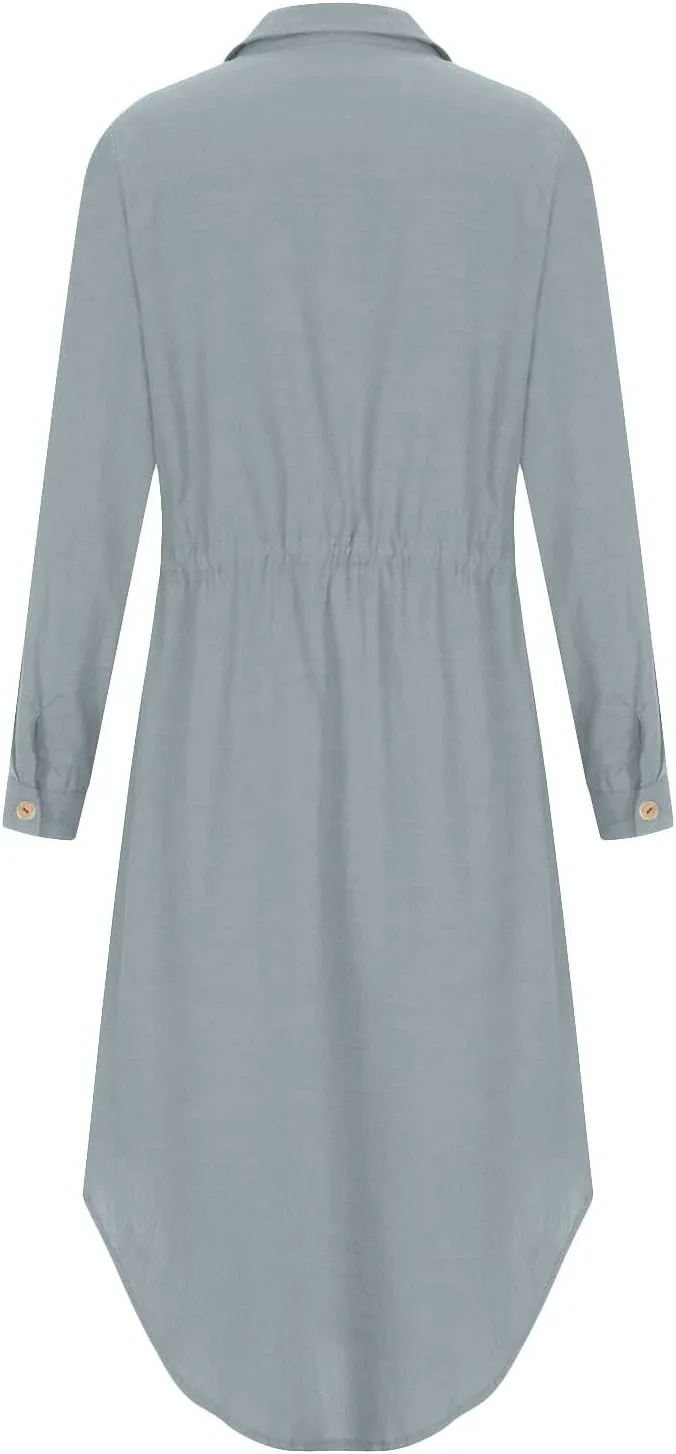 TARIENDY Maxi Dress for Women,Women's Button Down Vacation Outfits Long Sleeve Dresses Plus Size Summer Shirt Sundresses