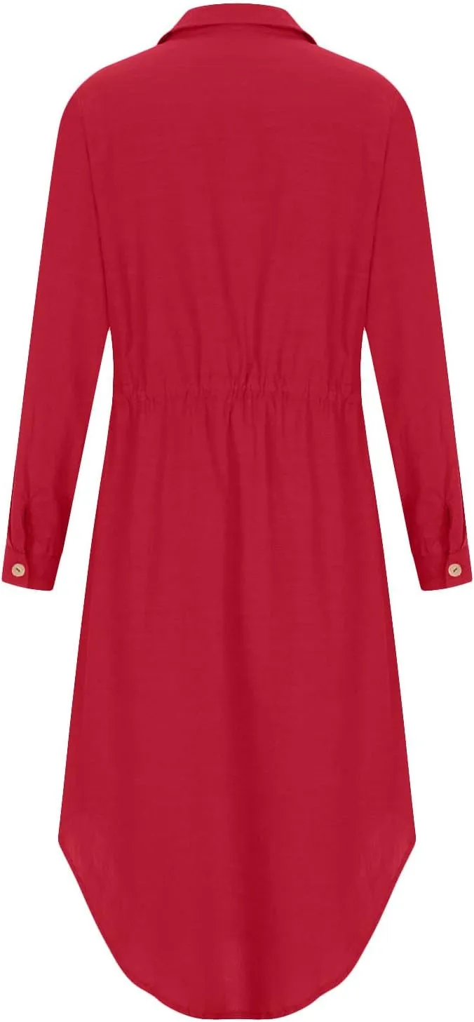 TARIENDY Maxi Dress for Women,Women's Button Down Vacation Outfits Long Sleeve Dresses Plus Size Summer Shirt Sundresses