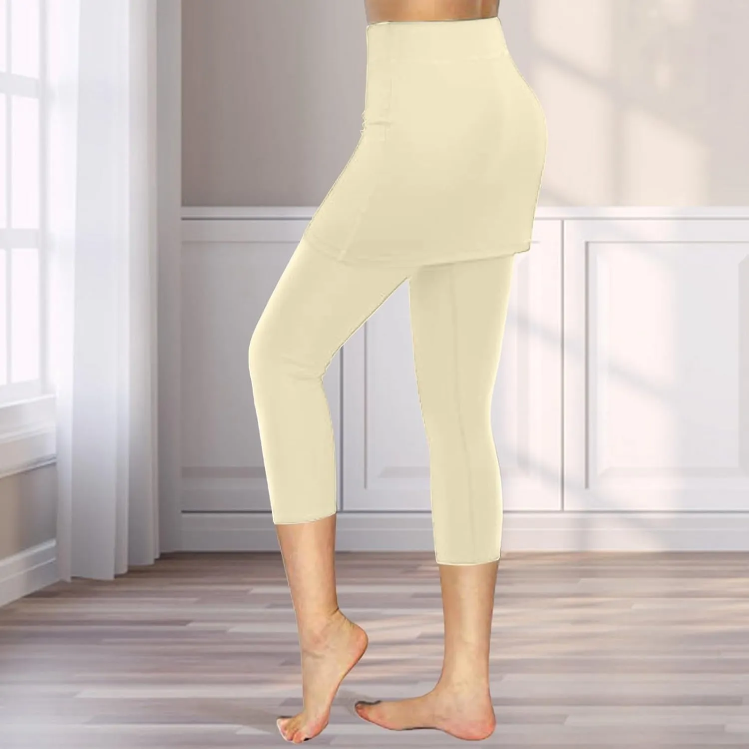 Tennis Skirt with Leggings for Women Solid Skirt Match Booty Lifting Capri Leggings 2025 Workout Gym Yoga Clothes