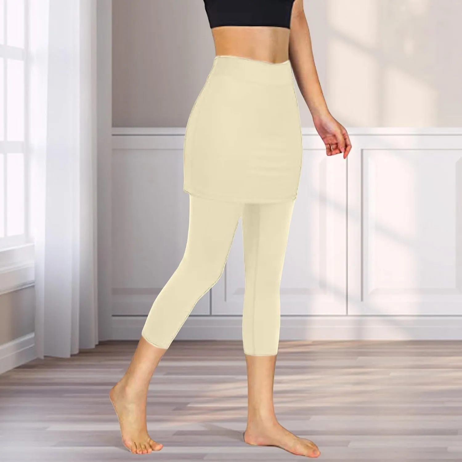 Tennis Skirt with Leggings for Women Solid Skirt Match Booty Lifting Capri Leggings 2025 Workout Gym Yoga Clothes