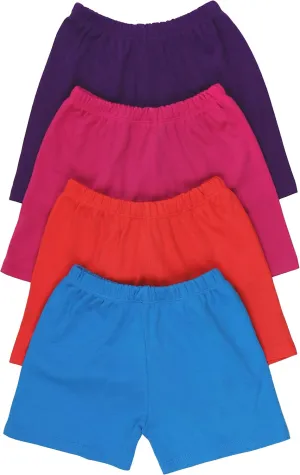 ToBeInStyle Girl's 4 Pack Cotton Relaxed Fit Elastic Casual Lounging Shorts