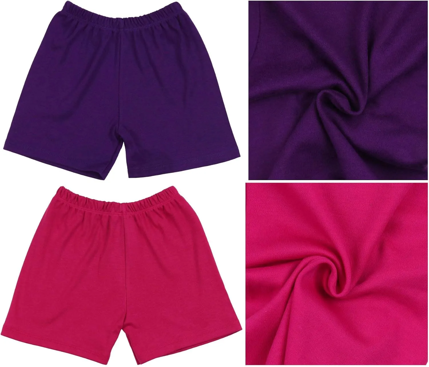 ToBeInStyle Girl's 4 Pack Cotton Relaxed Fit Elastic Casual Lounging Shorts