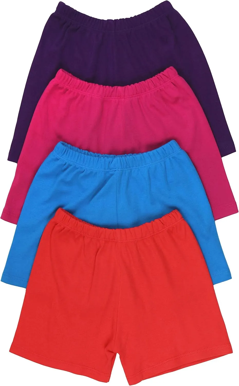 ToBeInStyle Girl's 4 Pack Cotton Relaxed Fit Elastic Casual Lounging Shorts