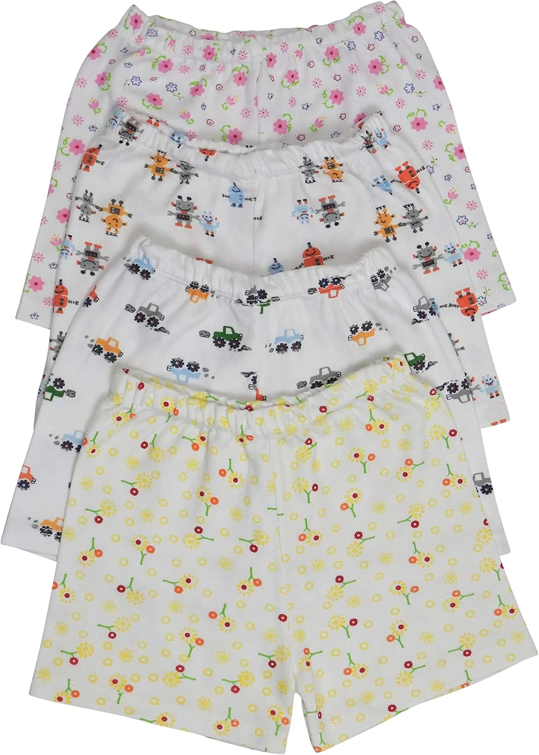 ToBeInStyle Girl's 4 Pack Cotton Relaxed Fit Elastic Casual Lounging Shorts