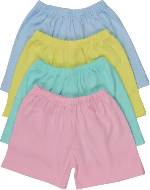ToBeInStyle Girl's 4 Pack Cotton Relaxed Fit Elastic Casual Lounging Shorts