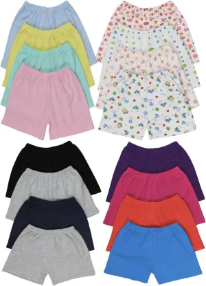 ToBeInStyle Girl's 4 Pack Cotton Relaxed Fit Elastic Casual Lounging Shorts