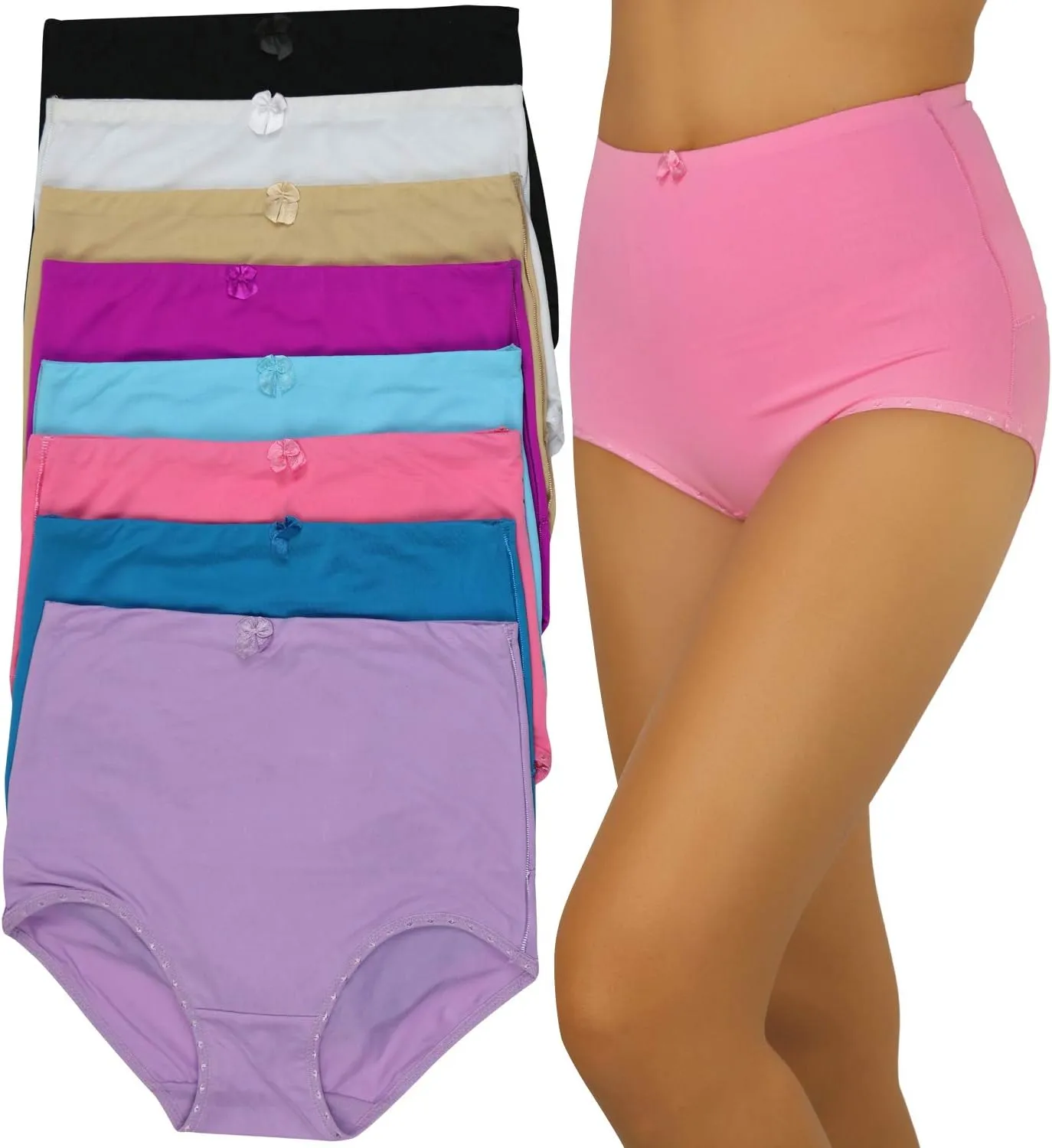 ToBeInStyle Women's Pack of 6 High-Waisted Girdle Brief Tummy Support Everyday Panties