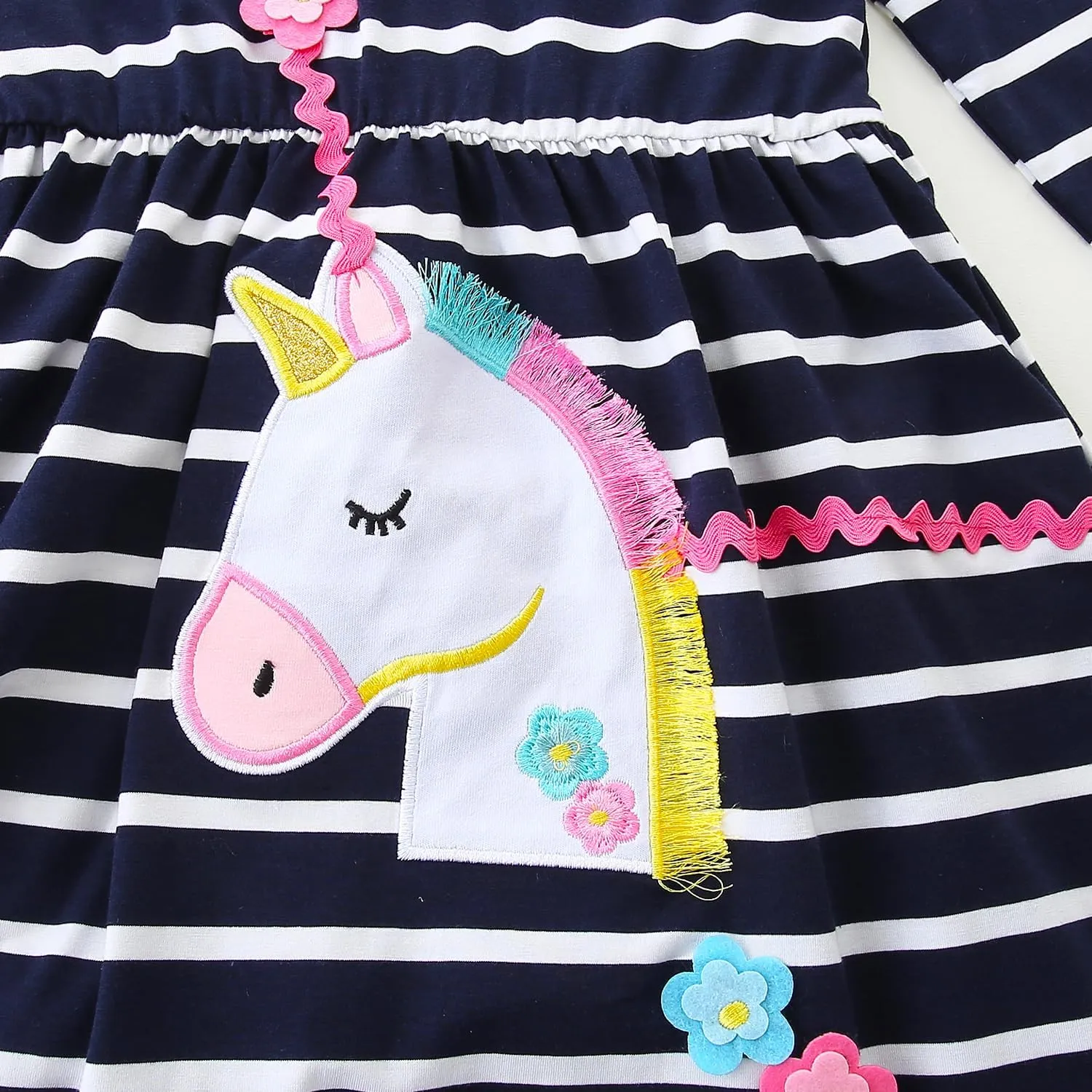 Toddler Girls Cotton Embroidery Applique Short Sleeve Dresses 2-7Y