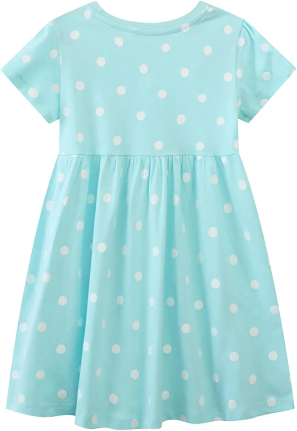 Toddler Girls Cotton Embroidery Applique Short Sleeve Dresses 2-7Y
