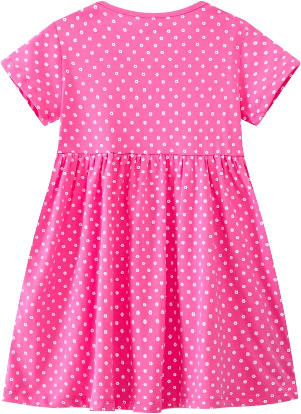 Toddler Girls Cotton Embroidery Applique Short Sleeve Dresses 2-7Y