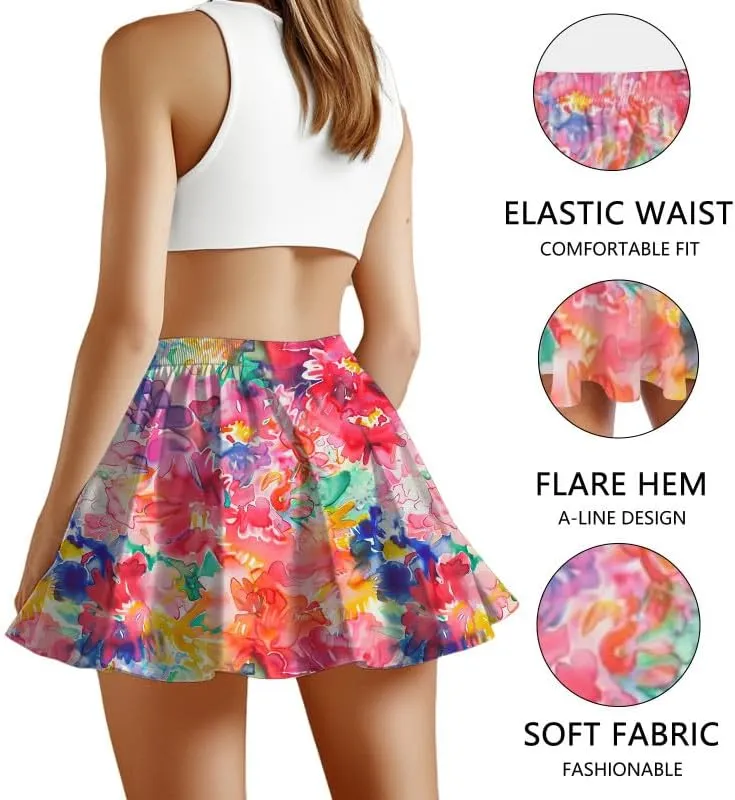 ukoyhga Womens Mini Skirt Pleated A-Line Versatile Stretchy Casual Short Skirts Summer Dress