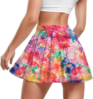 ukoyhga Womens Mini Skirt Pleated A-Line Versatile Stretchy Casual Short Skirts Summer Dress