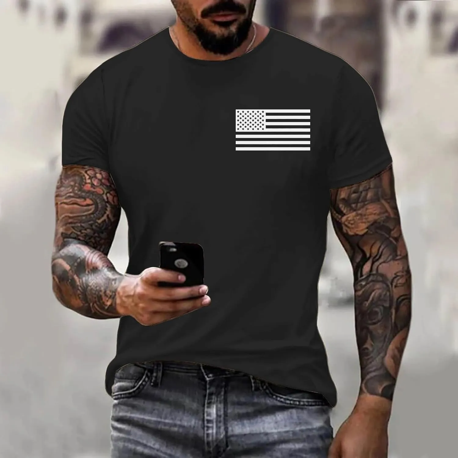 USA Shirt Men Graphic Party Short Sleeve Funny American Flag Independence Day July 4Th Tees Shirts Patriotic Summer Tshirts