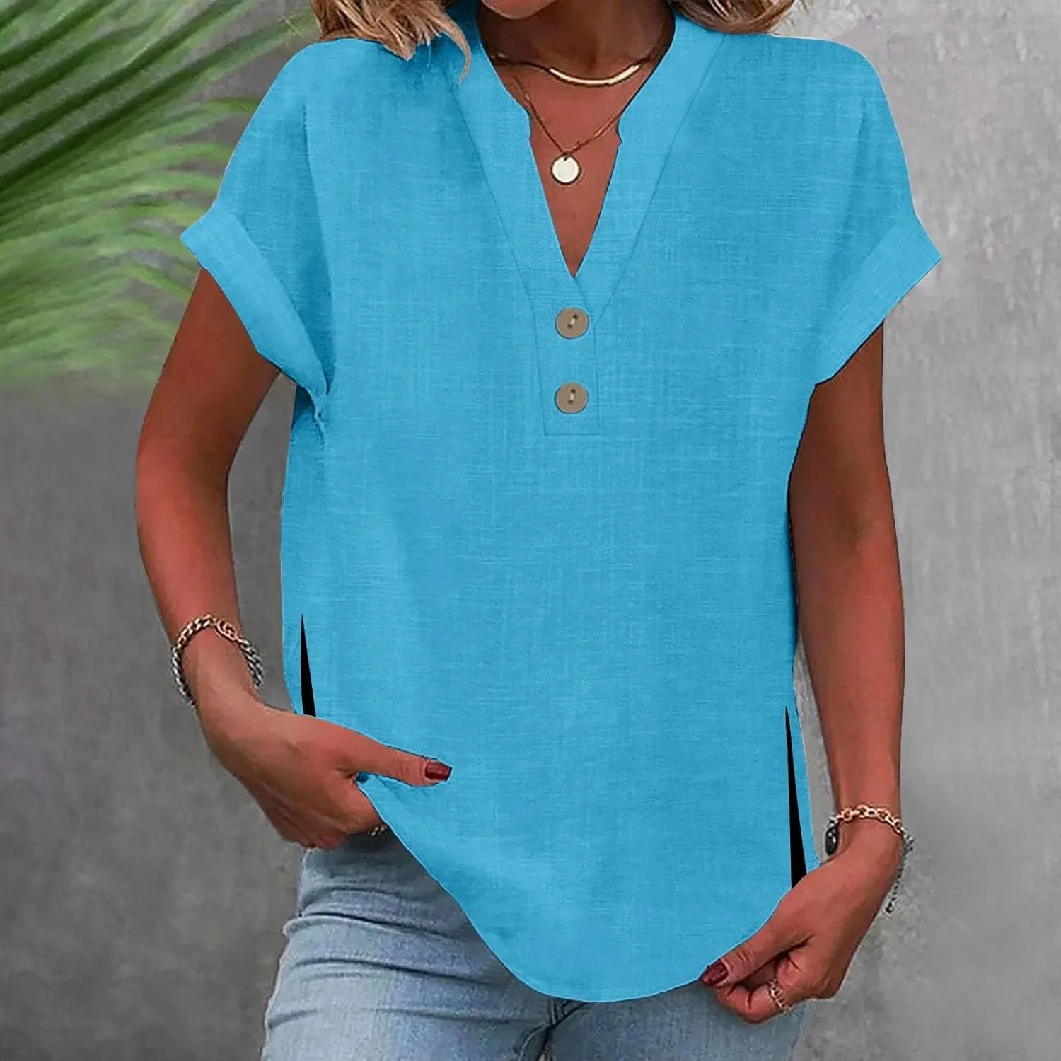 Walking Trendy Short Sleeve Top Female Plus Size Summers Solid Color T Shirt Loose