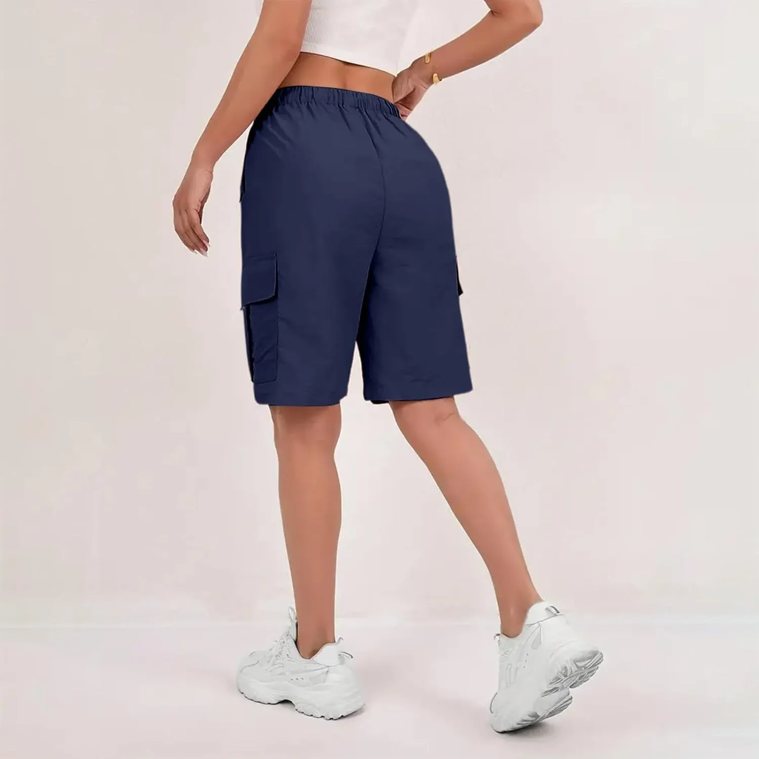 Wide Leg Bermuda Shorts for Women High Waisted Wide Leg Cargo Shorts Summer Baggy Waterproof Hiking Pants with Pockets