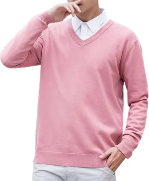 Winter Knitted Sweater for Men Casual Slim Fit Lightweight Thermal Pullovers Tops V Neck Long Sleeve Bottoming Jumper
